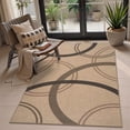 thumbnail image 1 of SUNDEREY 3'x5' Geometri Area Rug, 3x5ft Washable Bedroom Rug,Easy Jute Indoor Outdoor Carpet, Farmhouse Non Slip Circular Pattern Rug for Dining Room Office Entrance Kitchen,Khaki, 1 of 10