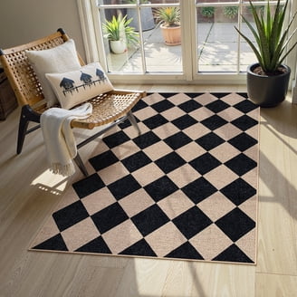 Shop Checkered Area Rugs for Home Decor in Gray, Black and White