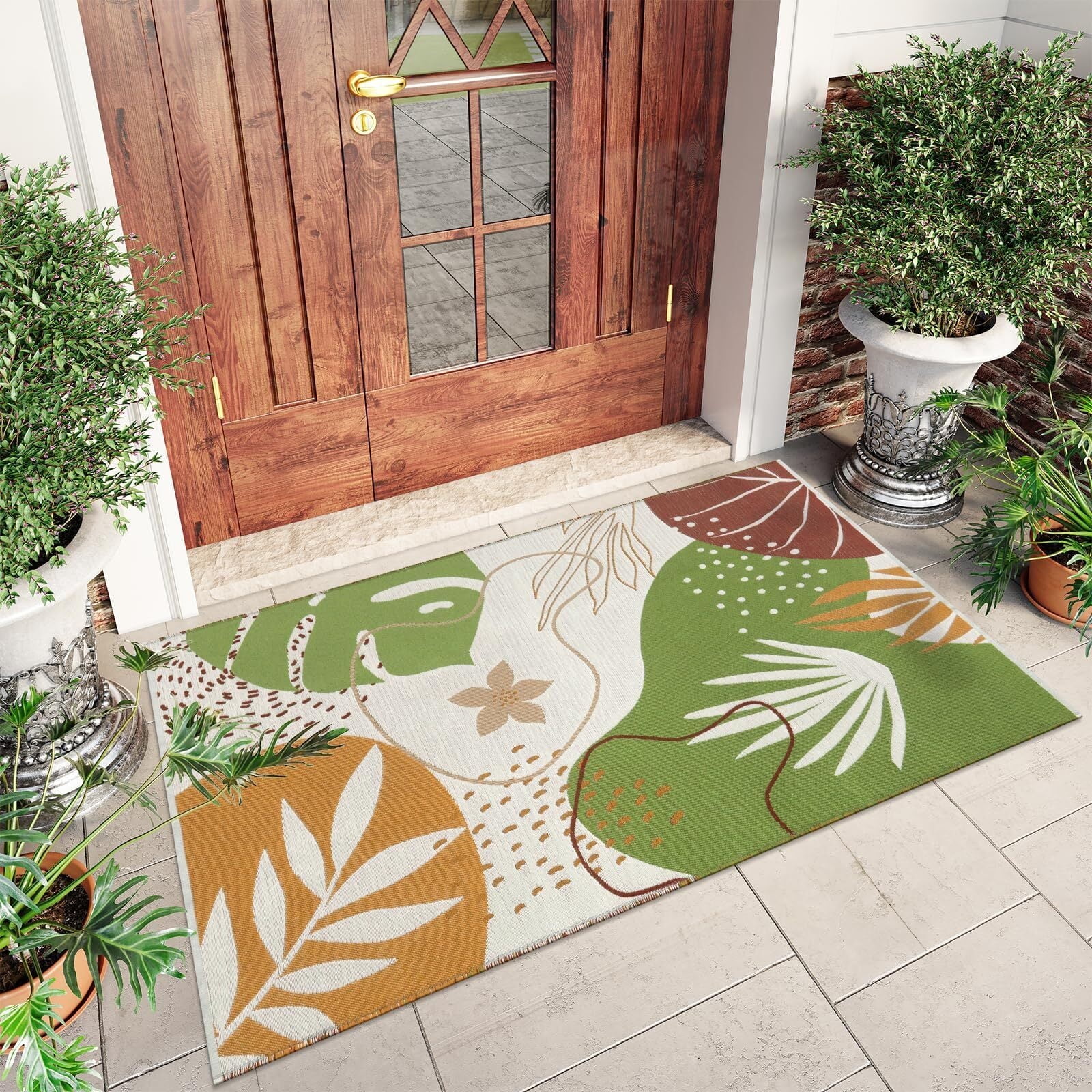 SUNDEREY 3'x5' Outdoor Rug Reversible Cotton Area Rug Patio Rugs ...