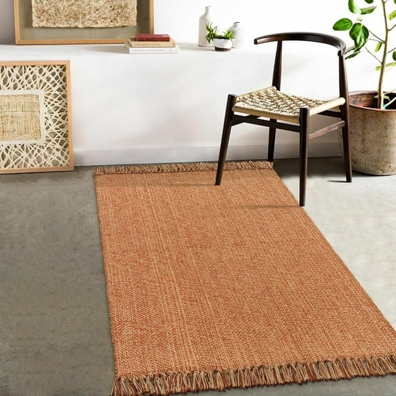 SUNDEREY 3'x5' Washable Bedroom Rugs,Area Rug,3x5ft Bohemian Kitchen Rug, Cotton Woven Entryway Rug, Modern Braided Door Mat,Stain Resistant Boho Rug Low-Pile Throw Rug for ‎Dining Room Office,Red