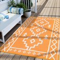 thumbnail image 1 of SUNDEREY 5’X8’Outdoor Rugs Waterproof Plastic Straw Mat,5X8ft Reversible Outdoor Camping Rug for RV Patio Deck Beach Pool Balcony Picnic,Orange & White, 1 of 7