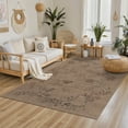 thumbnail image 1 of SUNDEREY 5'x7' Floral Easy Jute Rug,Area Rug 5x7ft Washable Bedroom Rug,Easy Jute Indoor Outdoor Carpet, Farmhouse Non Slip Khaki Floor Rug for Dining Room Office Entrance Kitchen,Vine&Fleur, 1 of 9