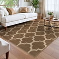 thumbnail image 1 of SUNDEREY 5'x7' Moroccan Geometric Area Rug,5x7ft Washable Bedroom Rug,Easy Jute Indoor Outdoor Carpet, Farmhouse Checkered Non Slip Khaki Carpet for Office Couch Entrance Kitchen,Khaki, 1 of 10