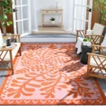 thumbnail image 1 of SUNDEREY 6’X9’Outdoor Rug for Patio,Waterproof Beach Mats, Seaweed Pattern Plastic Straw Outdoor Rugs for RV Patio Deck Beach Porch Backyard,Orange, 1 of 9