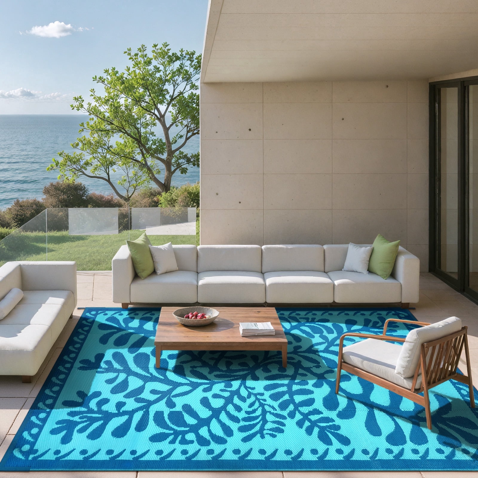 SUNDEREY 8’X10’Outdoor Rug for Patio,Waterproof Beach Mats, Seaweed ...