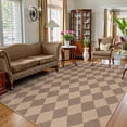 thumbnail image 1 of SUNDEREY 8'x10' Easy Jute Area Rugs for Living Room, Large Washable Bedroom Rug Non Slip, Diamond Indoor Outdoor Carpet, Modern Geometric Farmhouse Checkered Carpet for Dining Room Apartment,Khaki, 1 of 10