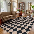 thumbnail image 1 of SUNDEREY 8'x10' Easy Jute Area Rug, Large Washable Living Room Rug, Checkerboard Indoor Outdoor Carpet, Modern Geometric Farmhouse Checkered Non Slip Black Carpet for Dining Room Apartment,Black, 1 of 11