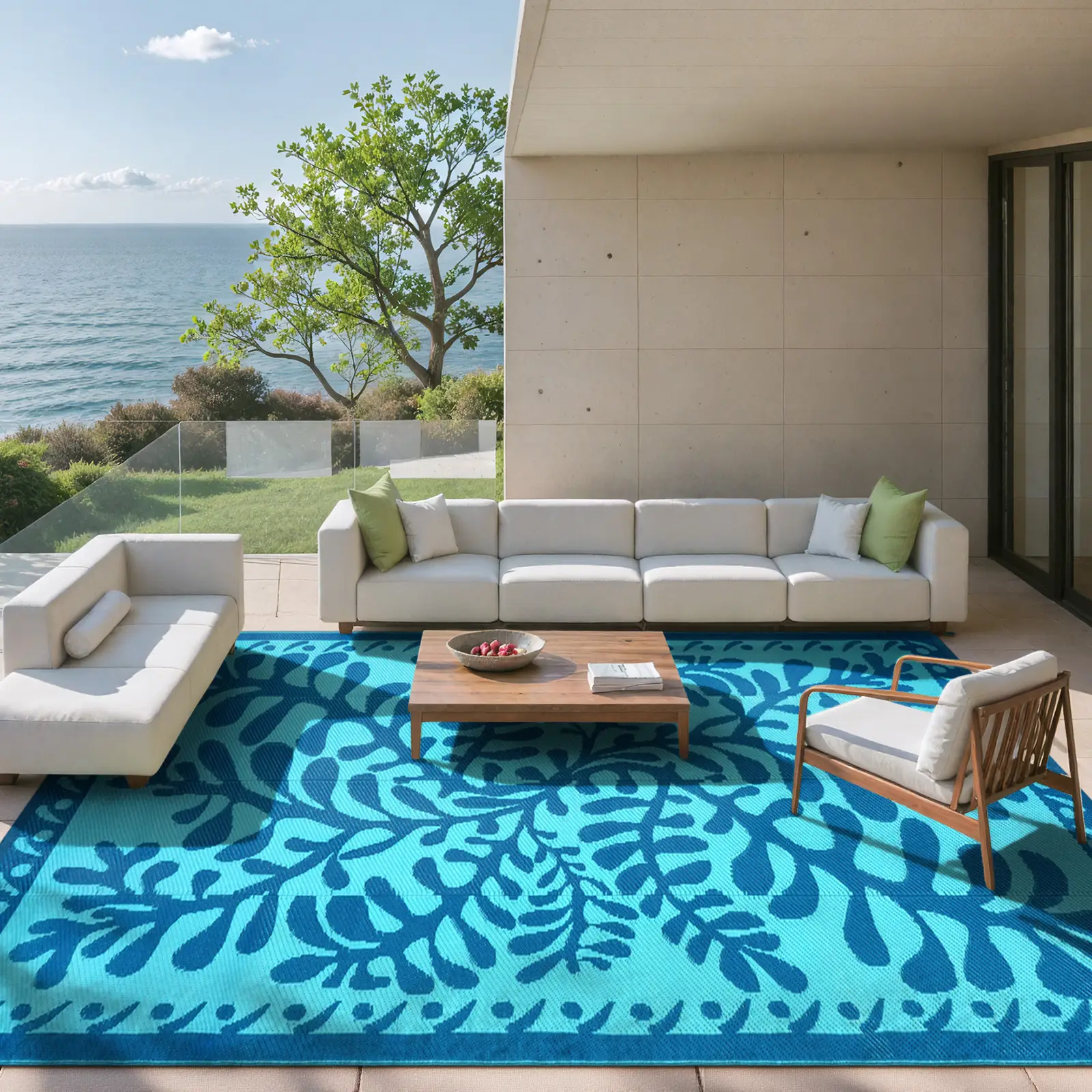 SUNDEREY 9’X12’Outdoor Rug for Patio,Waterproof Beach Mats, Seaweed ...