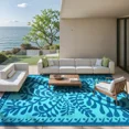 thumbnail image 1 of SUNDEREY 9’X12’Outdoor Rug for Patio,Waterproof Beach Mats, Seaweed Pattern Plastic Straw Outdoor Rugs for RV Patio Deck Beach Porch Backyard,Blue, 1 of 9