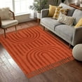 thumbnail image 1 of SUNDEREY Modern Rainbow Area Rug,4'x6' Washable Bedroom Rugs,Boho Terracotta Woven Floor Carpet With Tassel, Modern Farmhouse Tufted Rug For Living Dining Room Kitchen Entryway Bathroom,Red, 1 of 7