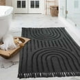 thumbnail image 1 of SUNDEREY Modern Rainbow Area Rug,4'x6' Washable Bedroom Rugs,Boho Woven Floor Carpet With Tassel, Modern Farmhouse Tufted Rug For Living Dining Room Kitchen Entryway Bathroom,Dark Grey, 1 of 7