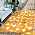 thumbnail image 1 of SUNDEREY Outdoor Rug,4'x6' Waterproof Reversible Carpet Patio Rug Plastic Indoor Outdoor Rug,Camping Rug for Outside RV Porch Balcony Garden Deck,Orange & White, 1 of 8
