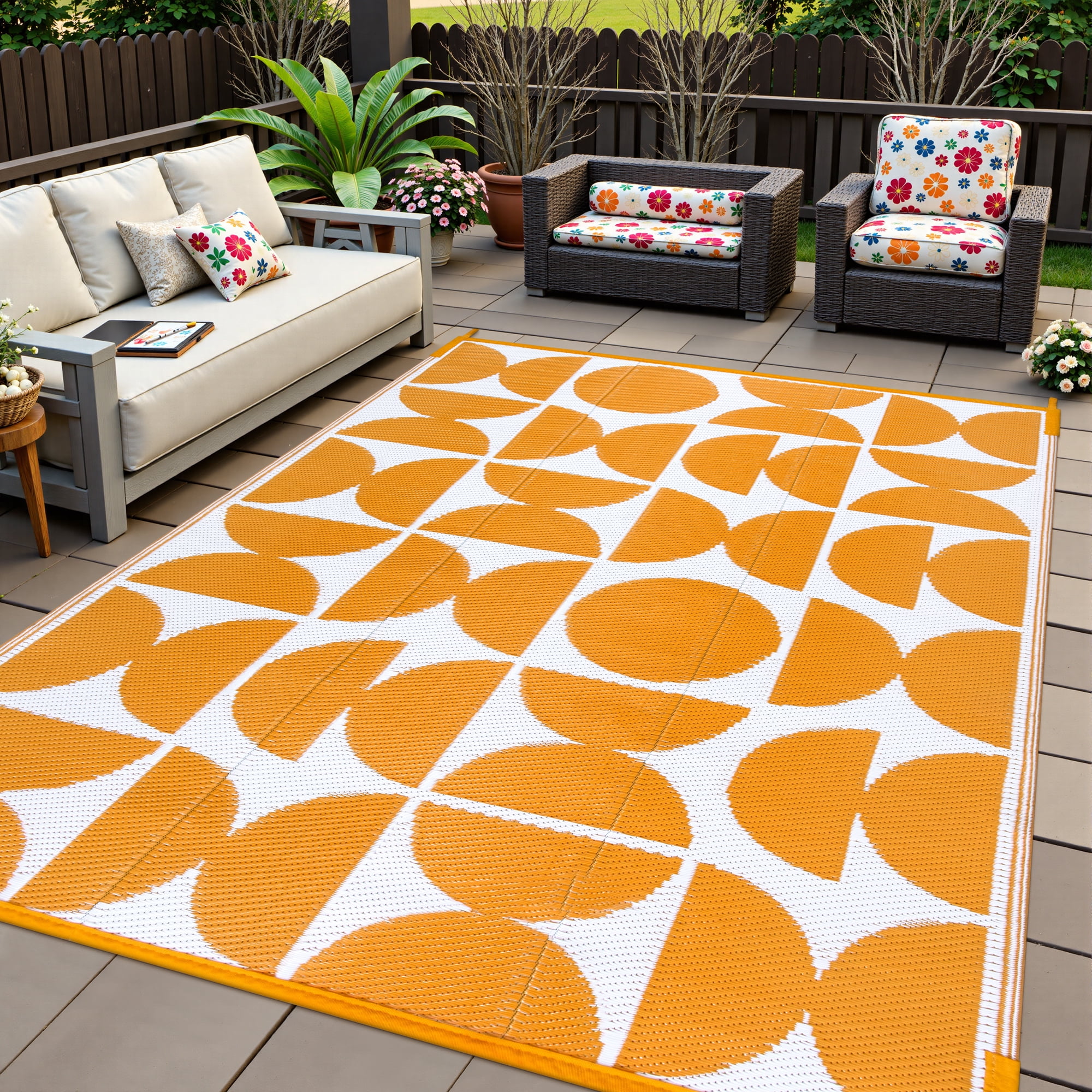 SUNDEREY Outdoor Rug,6'x9' Waterproof Reversible Carpet Patio Rug ...