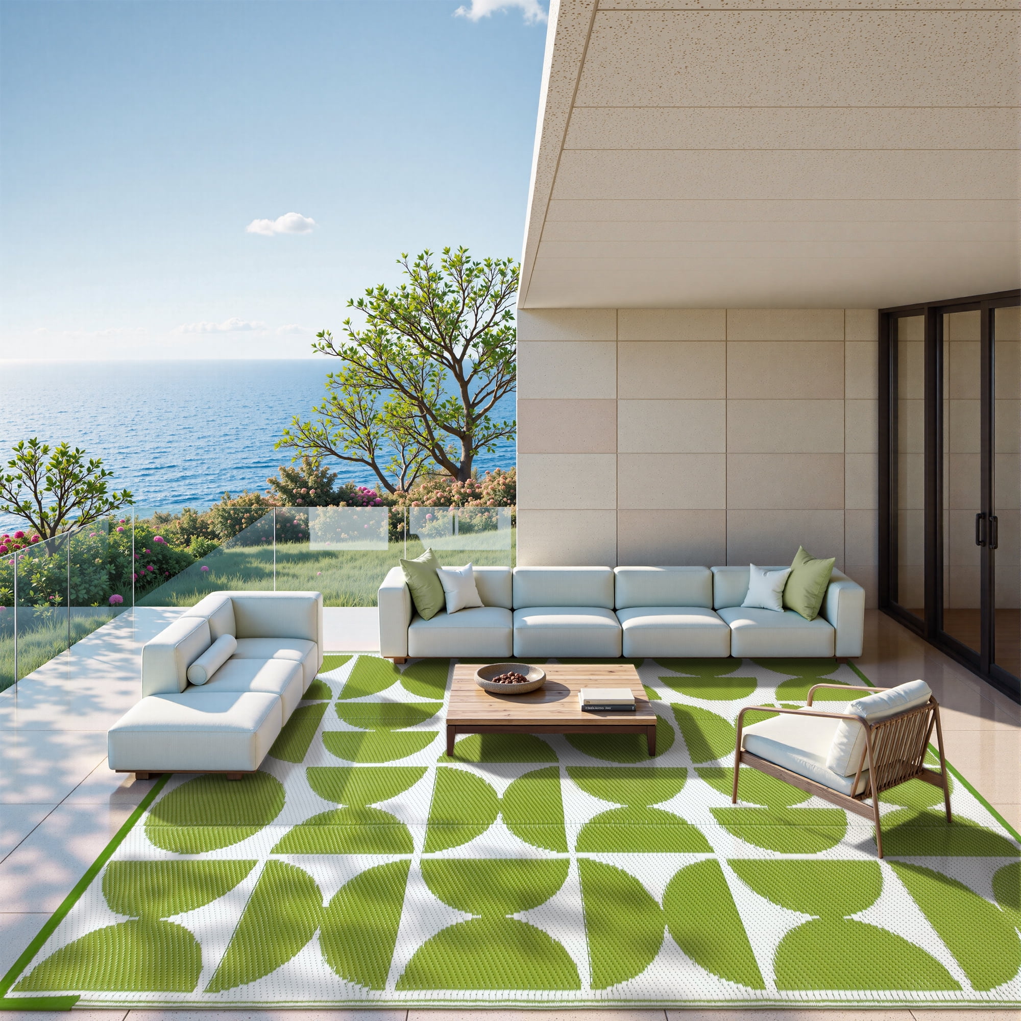 SUNDEREY Outdoor Rug,8'x10' Waterproof Reversible Carpet Patio Rug ...