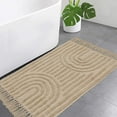 thumbnail image 1 of SUNDEREY Washable Bathroom Rugs 2'x3' Modern Kitchen Rug With Tessal, Khaki BedKhaki Throw Rugs, Boho Tufted Rainbow Rugs, Farmhouse Indoor Door Mat for Entryway Porch Back Door, 1 of 7
