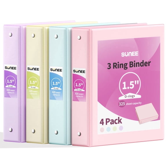 SUNEE 1.5 Inch 3 Ring Binders, Clear View, Assorted Pastel - Walmart.com