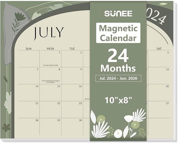 SUNEE 20242025 Calendar for Fridge (8" x 10") from July 2024 to June 2026 Wall