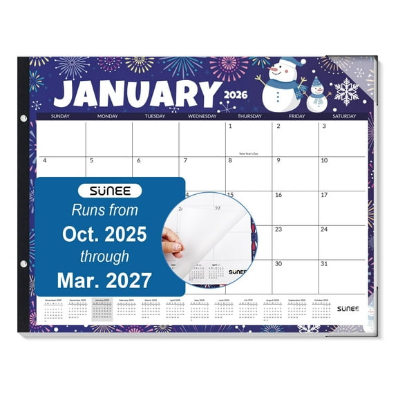 SUNEE 2026 Desk Calendar Large 22"x17"  Monthly Calendar Pad from January to December 2026, 18-Month Planner from October 2025 to March 2027, Big Grid Desktop Organizer for Office or Home