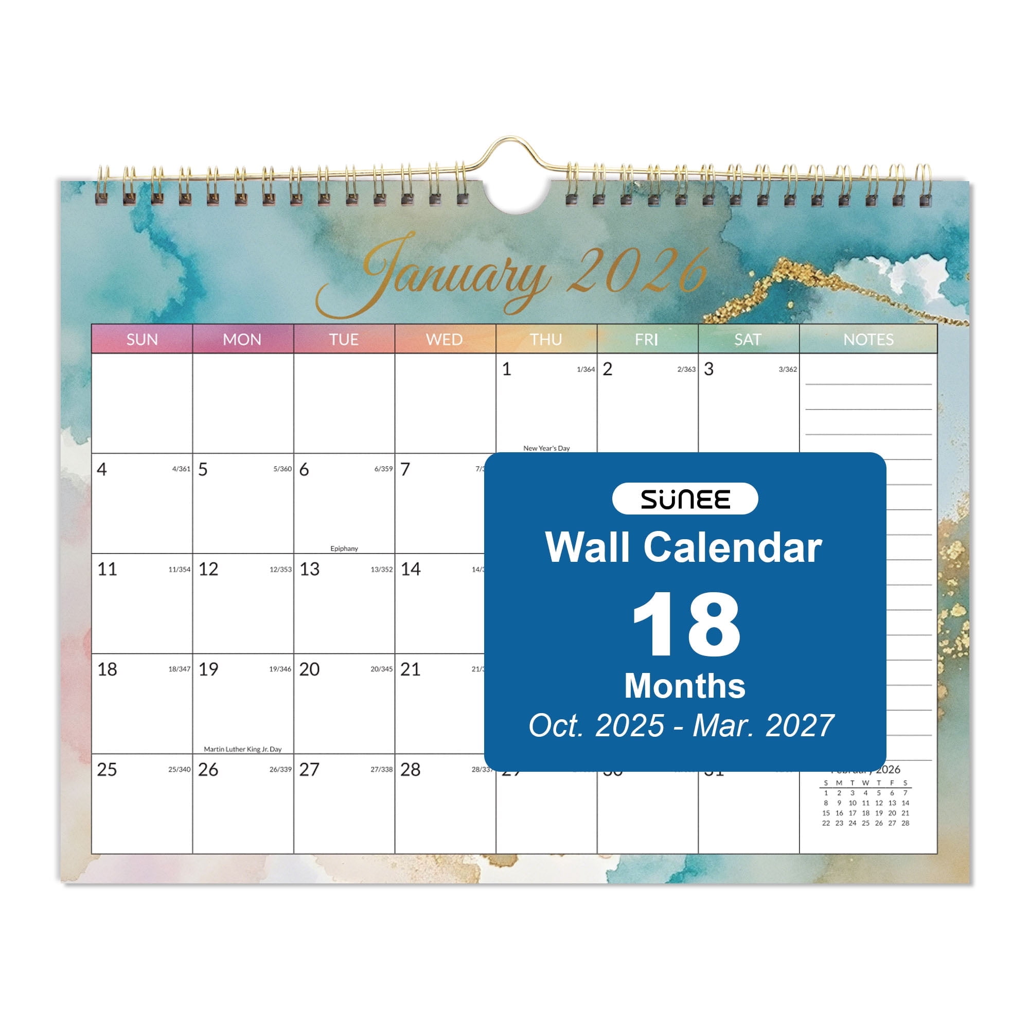 SUNEE Magnetic Refrigerator Calendar 2026-2027 (21 Months) - October 2025 To June 2027, 8.5x11, Seasonal Designs