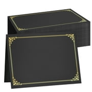 SUNEE 50 Pack Certificate Holders 8.5x11 Diploma Covers Gold Foil Border for Certificate Paper Graduation Employee Black