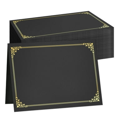 SUNEE 50 Pack Certificate Holders 8.5x11 Diploma Covers Gold Foil Border for Certificate Paper Graduation Employee Black