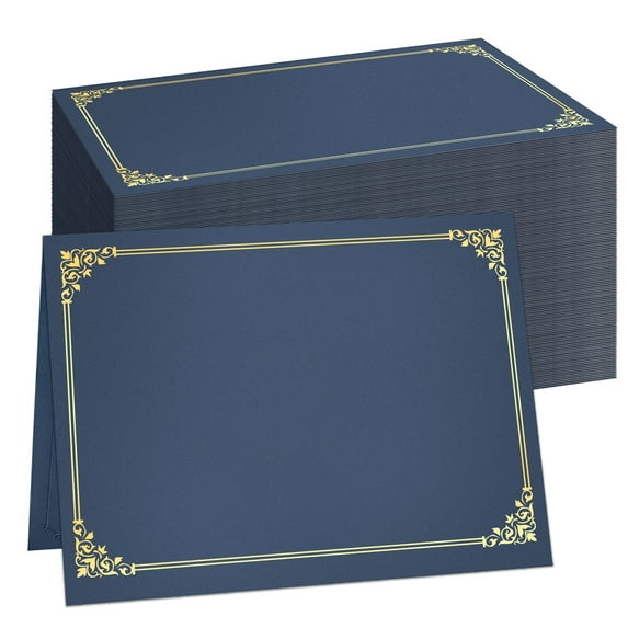 SUNEE Certificate Holders, 8.5 x 11 Inch, Gold Foil Border, Navy Blue, Pack of 50