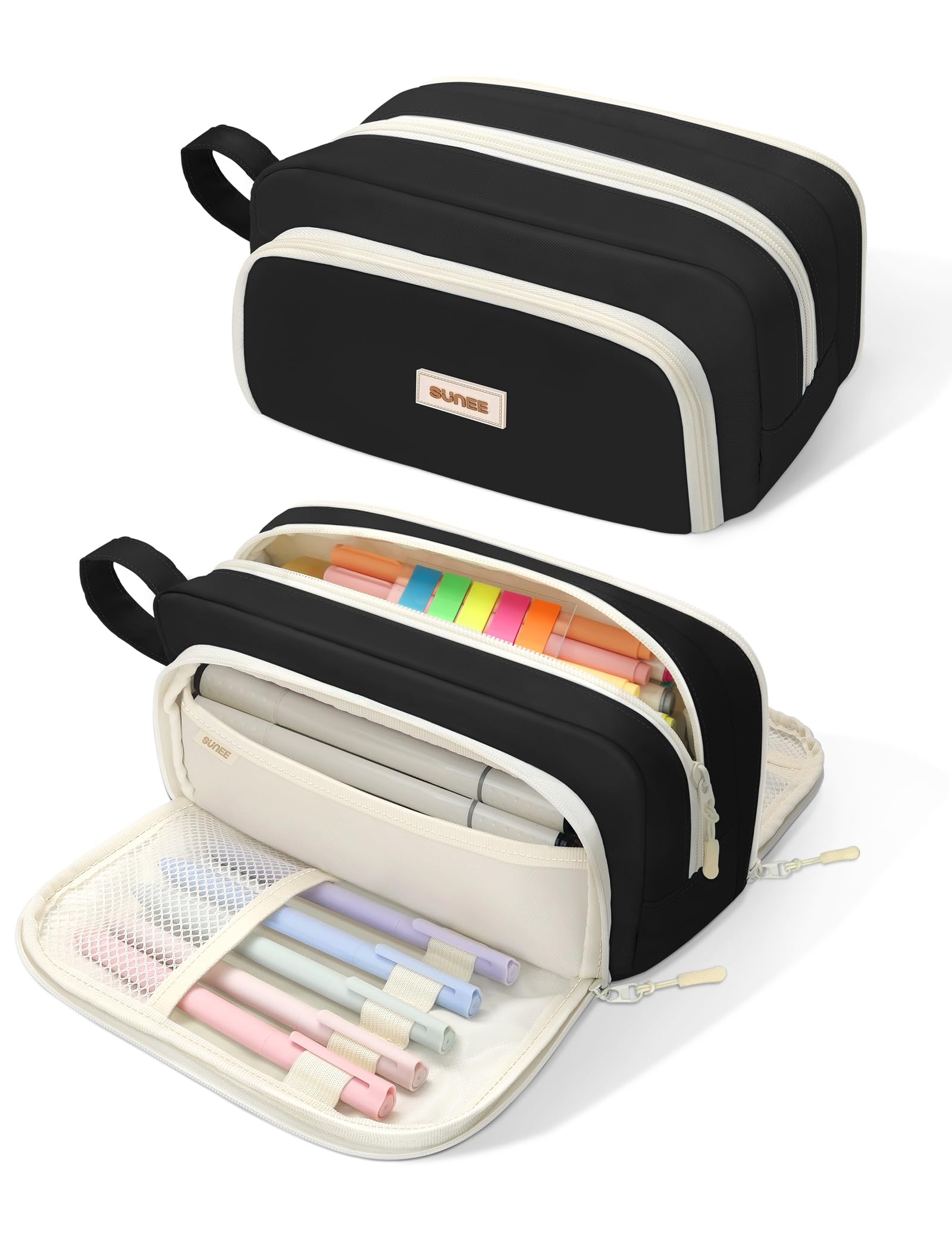 SUNEE Cute Pencil Case, Aesthetic Pen Pouch with 3 Compartments, Kawaii