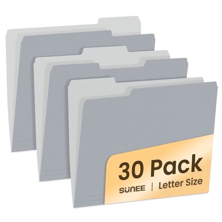 SUNEE File Folders, 30 pack Manilla Folders 8.5 x 11, 1/3 Cut Tab for Easy Labeling and Organization, Durable Standard Paper for Home, Office, School Filing