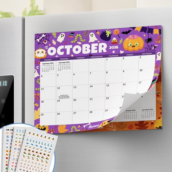 SUNEE Fridge Calendar 2026-2027 from October 2026 to March 2028, Magnetic Calendar for Refrigerator 13.5"x11.5" with Magnet Monthly for Family or Kitchen, Seasonal