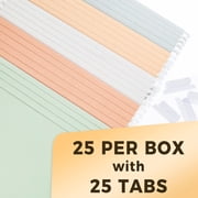 SUNEE 25 pack Pastel Colors Hanging File Folders with 1/5-cut Tabs