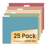 SUNEE 25 pack Retro Colors Hanging File Folders with 1/5-cut Tabs