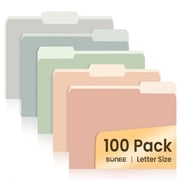 SUNEE Manila File Folder 8.5 x 11 1/3 Cut Letter Size 100 pack Filing Folder for Work Home 5 Pastel Colors
