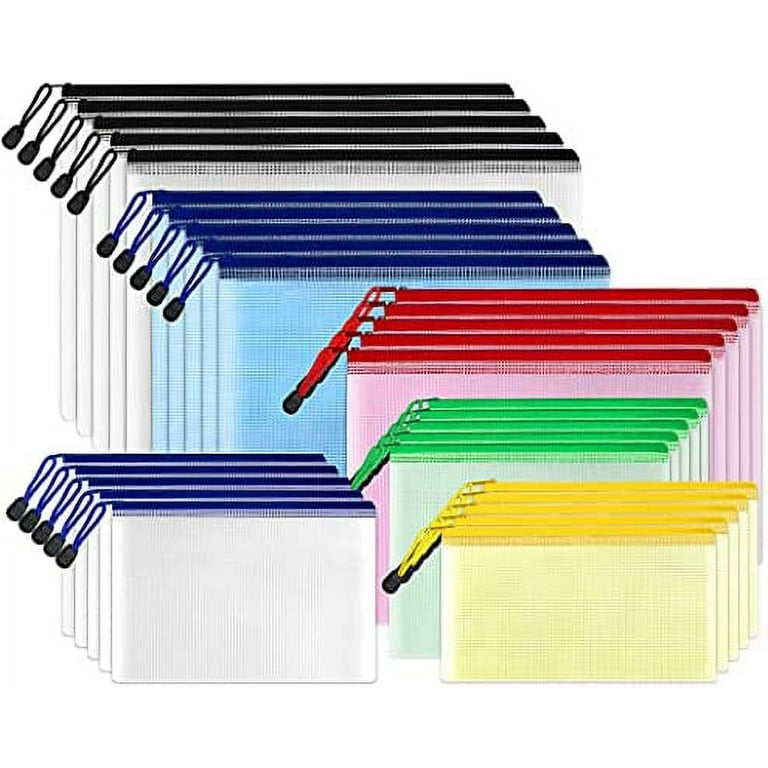 SUNEE Multisize Zipper Pouch 6 Colors 21 Packs Document Bag Plastic Zip File Folders Multipurpose for School Office Supplies Walmart