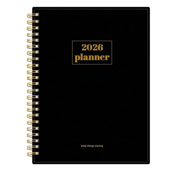 SUNEE 2026 Planner with Weekly & Monthly Layouts, January 2026-December 2026, 6.4" x 8.3", Spiral Bound, Tabs, Note Pages, Black