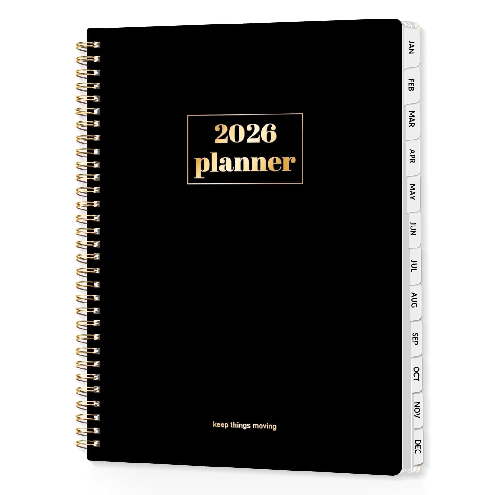 SUNEE 2026 Planner with Weekly & Monthly Layouts, January 2026-December 2026, 8.5" x 11", Spiral Bound, Tabs, Note Pages, Black