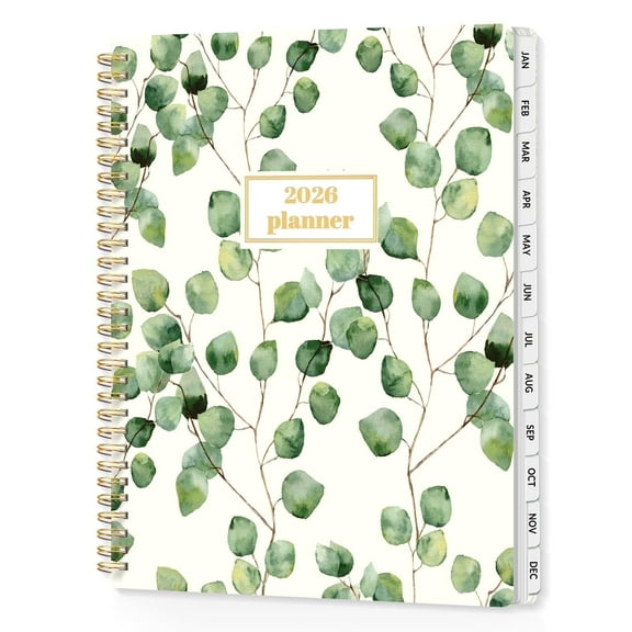 SUNEE 2026 Planner with Weekly & Monthly Layouts, January 2026-December 2026, 8.5"x11", Spiral Bound, Tabs, Note Pages, Eucalyptus