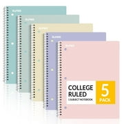 SUNEE Spiral Notebook 1-Subject Journal Notebooks College Ruled Paper 8" x 10-1/2", 70 Sheets for Work 5 Pack