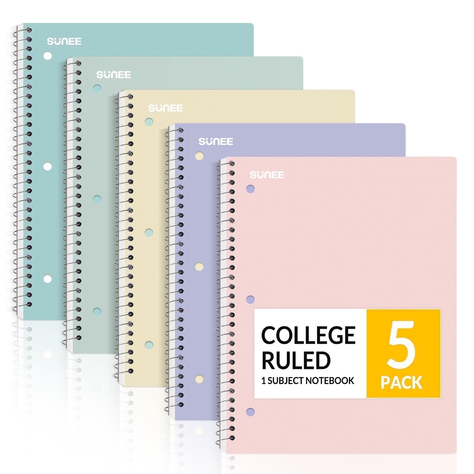 Walmart Black Friday Deals 2025 "SUNEE Spiral Notebook, College Ruled, 8"" x 10.5"", 70 Sheets, 5 Pack"