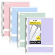 SUNEE Spiral Notebook  College Ruled 1-Subject 8 x 10-1/2 in, 70 Sheets Writing Journal Notebooks for Work 4 Pack