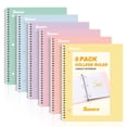 Notebokok Papper SUNEE Spiral Notebooks, 6 Pack, 1-Subject, College Ruled Paper, 8