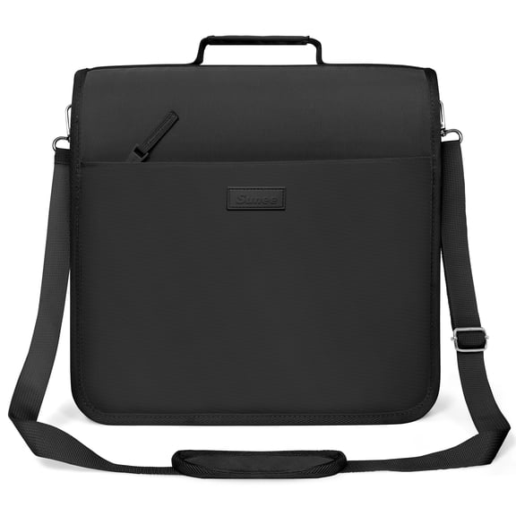 SUNEE Zipper Binder 3 Ring, 3 Inch O-Ring with Handle and Shoulder Strap, 600-Sheet Capacity, 5-Tab Expanding File Folder, Multi-Pockets for Organizer Binder with Zipper, Black