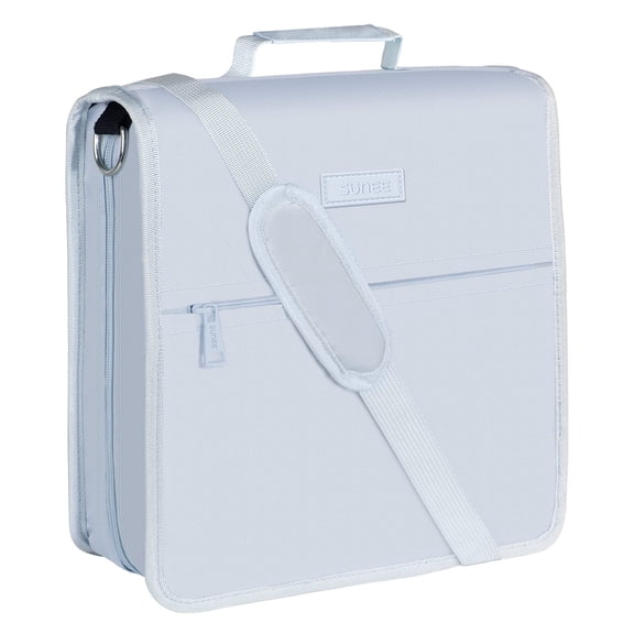 SUNEE Zipper Binder with Handle, 1.5 Inch O-Ring, 325 Pages Capacity, with 5-Tab Expanding File Folder for Classified Storage, Small Size Lightweight Organizer Binder, Sky Blue