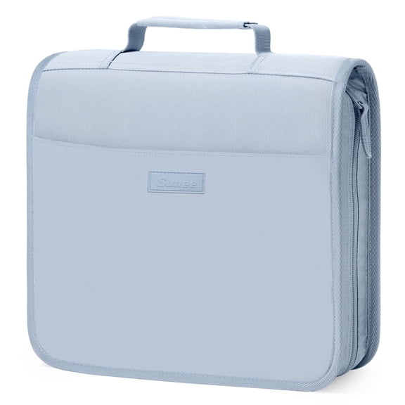 SUNEE Zipper Binder with Handle, 1.5 Inch O-Ring, 325 Pages Capacity, with 5-Tab Expanding File Folder for Classified Storage, Lightweight Organizer Binder , Dusk Blue