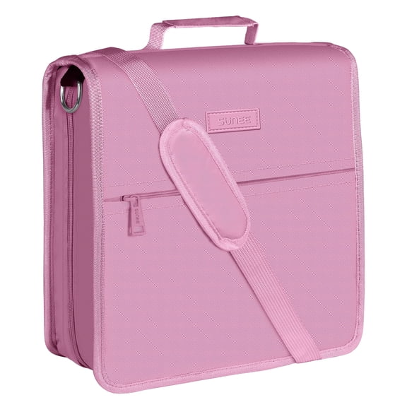 SUNEE Zipper Binder with Handle, 1.5 Inch O-Ring, 325 Pages Capacity, with 5-Tab Expanding File Folder for Classified Storage, Small Size Lightweight Organizer Binder, Lavender Purple