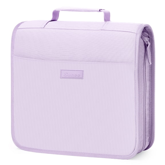SUNEE Zipper Binder with Handle, Detachable 1.5 Inch O-Ring Holds 325 Sheets, with 5-Tab Expanding File Folder for Classified Storage, Small Size Lightweight Organizer Binder,Lavender Purple