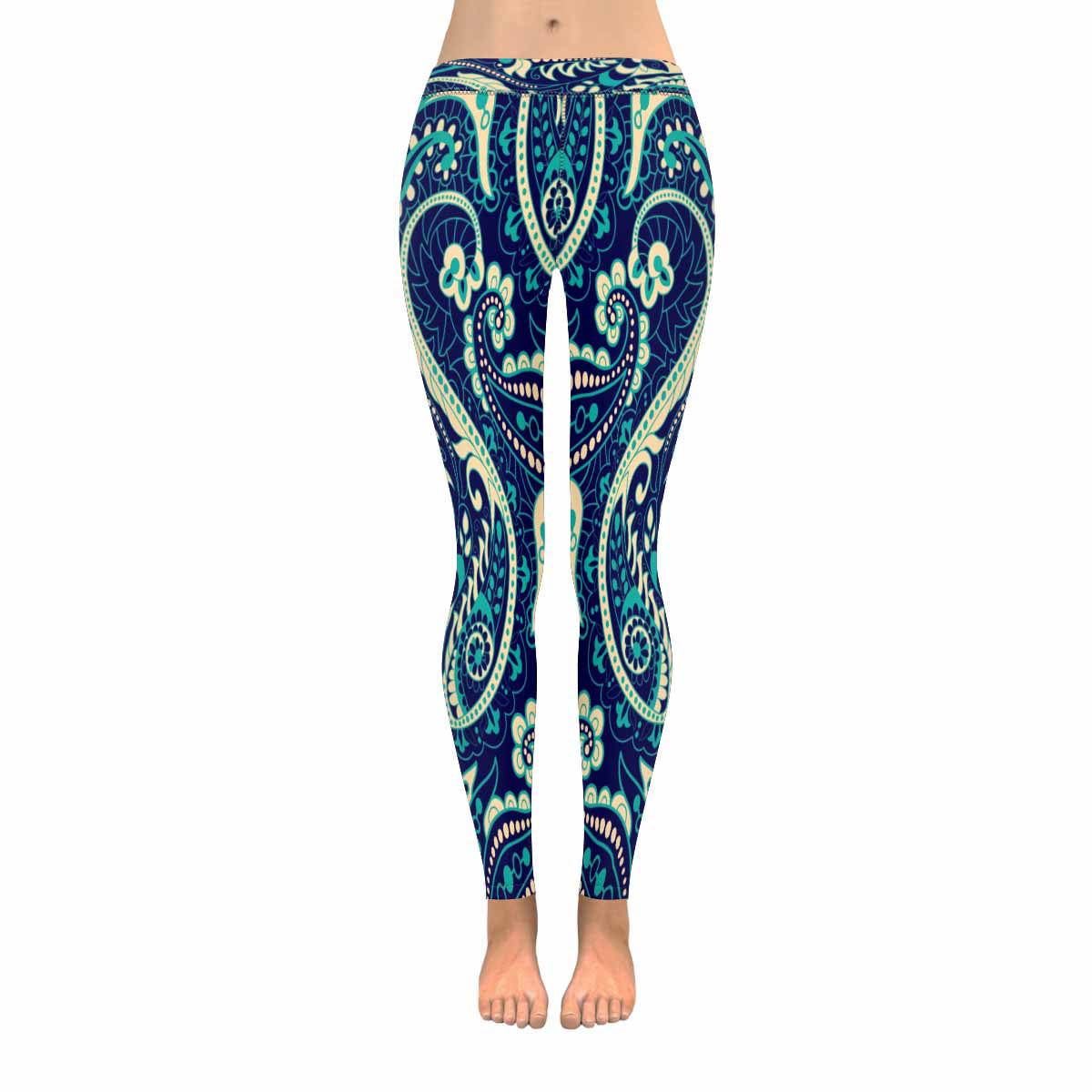 SUNENAT Abstract Vintage Mandala Floral Women's Capri Leggings Stretchy  Skinny Yoga Pants S 