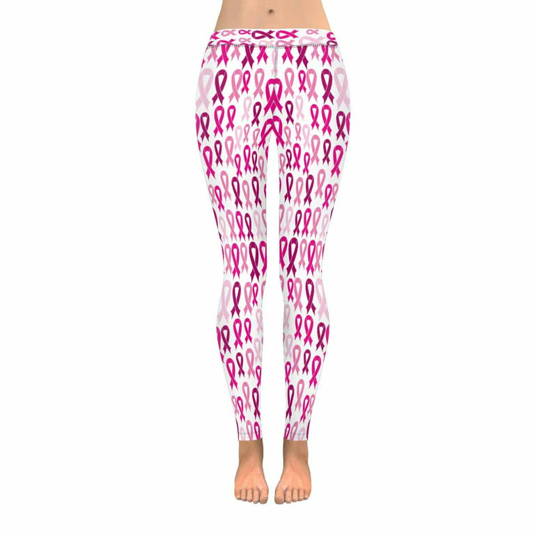 SUNENAT Breast Cancer Awareness Pink Ribbon Stretchy Capri Leggings Skinny Yoga  Pants XXL 