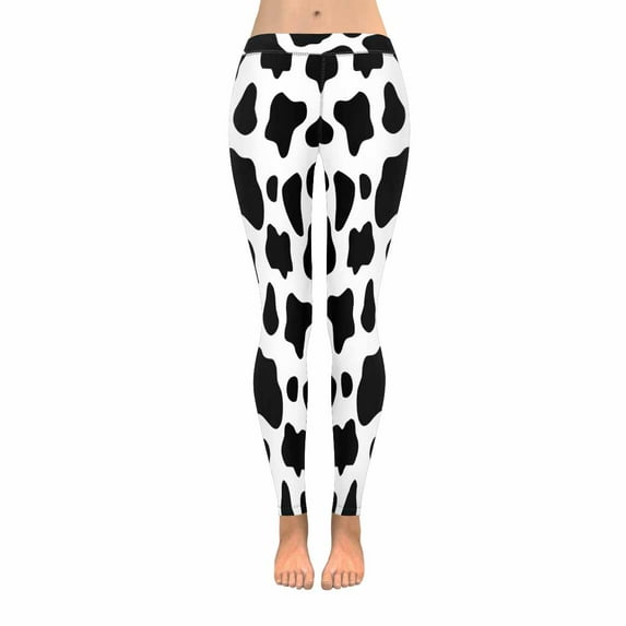 SUNENAT Cute Milk Cow Prints Black and White Women's Capri Leggings Stretchy Skinny Yoga Pants M