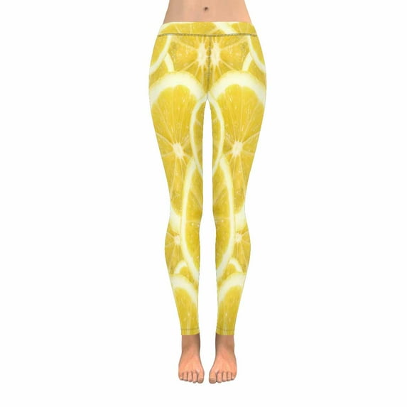SUNENAT Funny Fresh Yellow Lemon Juicy Fruit Women's Capri Leggings Stretchy Skinny Yoga Pants M