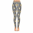 thumbnail image 1 of SUNENAT Grey Stripes with Gold Heart Stretchy Capri Leggings Skinny Yoga Pants M, 1 of 4
